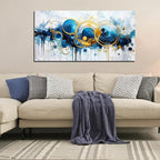 JKWALL77 Big Wall Paintings for Living Room - Blue Abstract Canvas Wall Art - Modern Wall Decor Ready to Hang Size 29" x 59"