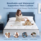 Bedsure Pillow Top King Mattress Topper - King Mattress Protector with 8-21 Inches Deep Pocket, 800 GSM Extra Thick Waterproof Bed Pad Fitted, Soft Bed Cover for Home, Bedroom, Hotel - White