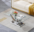 HomVent Modern Glass Coffee Table, with Stainless Steel, Living Room Table for Living Room Bedroom