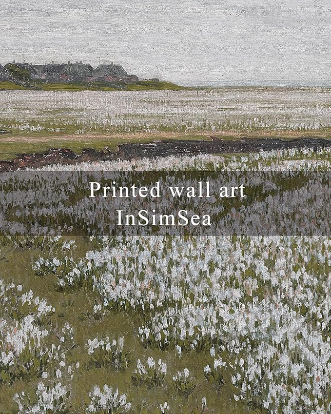 InSimSea Framed Canvas Wall Art Vintage Decor, Classical Grassland Paintings Large Wall Art, Meadow Full of Flowers Wall Pictures for Living Room Farmhouse Bathroom Wall Decor, 16"x24"