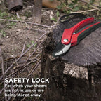 Nevlers 8" Anvil Pruning Shears for Gardening | Hand Pruners for Gardening w/Stainless Steel Blades, 8mm Cut Cap | Garden Clippers Handheld w/Safety Lock | Pruning Shears Heavy Duty Design — Red
