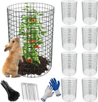 8 Pack Plant Protectors from Animals, 24"x 12" Wire Plant Protector, Wire Cages for Plants with Stakes and Cable Ties, Metal Plant Cages for Plants, Vegetables, Flowers