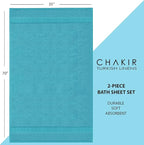Chakir Turkish Linens, 100% Cotton Premium Quality Turkish Bath Sheets (35''x70'' Large Bath Sheet Towels - Aqua)