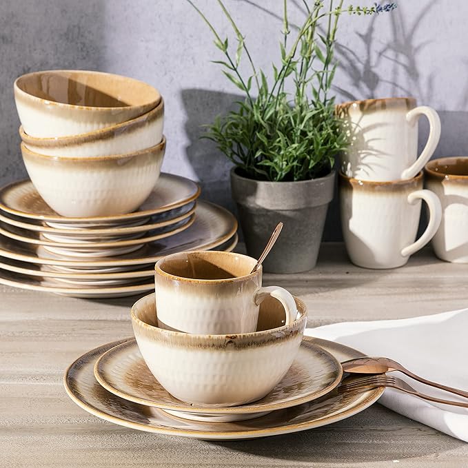 Gibson Elite Moonstruck 16-Piece Dinnerware Set, Orange, Service for 4 (16pcs)