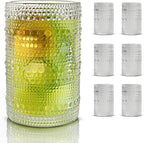 Hobnail Drinking Glasses, Vintage Glassware Set of 6, Vintage Drinking Glasses 14.54 oz, Bubble Glasses Drinking, Hobnail Glasses, Vintage Glass Cups, Jupiter Glasses for Juice, Soda, Beer, Whisky