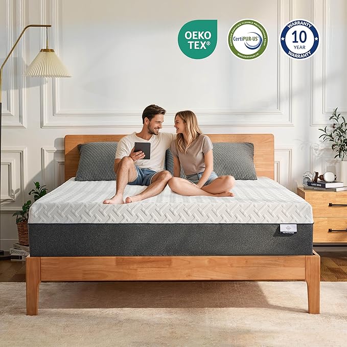 12 Inch King Green Tea Memory Foam Mattress for Cool Sleep & Pressure Relief, Bed in a Box, Removable Cover No Fiberglass, CertiPUR-US Certified