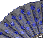 QIRMIZI 30 Pack Fabric Folding Handheld Fans, Perfect for Weddings, Parties, and Dancing,Royal Blue