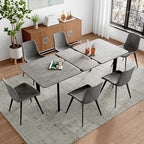 63"- 78.7" Extendable Dining Table Set for 6, Modern Kitchen Table with 6 Dining Chairs for 4-6 Person, Thickened Expandable Wooden Table with Metal Legs for Dining Room, Kitchen