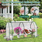 Happygrill Portable Mini Greenhouse w/Roll-up Zipper Door & All-Weather PE Cover, Outdoor & Indoor Greenhouse for Raised Garden Bed, Vegetables, Flowers, Patio, Lawn, Yard, Balcony