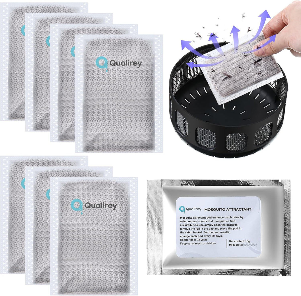 8 Pack Mosquito Attractant in Bulk, Lure for Bug Zapper Bait Refill Compatible with All Mosquito Trap Enhances Catch Rates for Indoor Outdoor Traps, Safe and Long Lasting