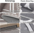 Outdoor Patio Rug, Outside Rectangular Carpet, Moroccan Geometric Rugs, Washable Large Indoor Outdoor Rug 6x9 Mats for RV, Picnic, Backyard, Deck, Balcony, Porch, Beach