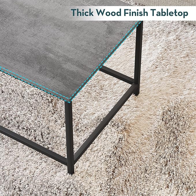 SAYGOER Small Coffee Table Modern Coffee Tables Open Design Rectangular Minimalist Center Table for Living Room Home Office, Easy Assembly, 39.37x19.69 x17.72, Gray Black