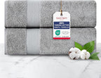 TEXTILOM 100% Turkish Cotton 2 Pcs Bath Towel Set, Luxury Bath Towels for Bathroom, Soft & Absorbent Hotel Quality Bathroom Towels Set (27 x 54 inches)- Grey