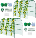codree 2 Packs Garden Cucumber Trellis for Plant- 47 x 47 Inch Metal Arch Melon Trellis for Raised Bed- Foldable Tunnel Trellis with Climbing Net Clips for Growing Vine Vegetable