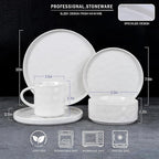 HaWare Dinnerware Sets, 16-Piece Stoneware Plates and Bowls Set, Elegant Ceramic Dish Set for 4, Chip and Scratch Resistant, Microwave and Dishwasher Safe, Speckled White