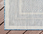 Unique Loom Outdoor Border Collection Area Rug - Soft Border (8' x 11' 4" Rectangle, Blue/ Ivory)