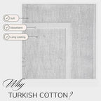 TEXTILOM Luxury 2 Pack Banded Cotton Bath Mats for Bathroom Floor [ Hotel, Spa, Tub, Shower Bath Mat Floor Towel Set ], Machine Washable & Soft & Absorbent & Quick Dry (20''x34'')- Light Grey