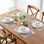 AmorArc Ceramic Dinnerware Sets of 4,Porcelain Plates and Bowls Sets, Scratch Resistant Dishes Set, Dishwasher & Microwave & Oven Safe Dishes Set,White Dishware Service for 4-12 pcs