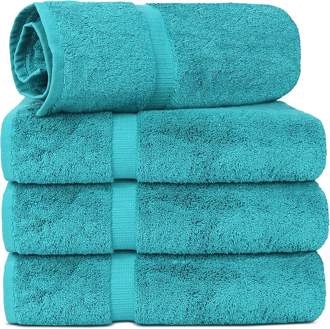 Chakir Turkish Linens | Hotel & Spa Quality 100% Cotton Luxury Turkish Towels | Soft & Absorbent (30x60 Inches Extra Large Bath Towels, Set of 4 - Aqua)