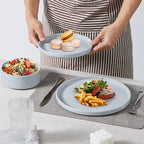 E-far Dinnerware Sets for 8, 24-Piece Stoneware Plates and Bowls Dish Set, Modern Kitchen Dinning Dishware, Chip and Scratch Resistant, Microwave & Dishwasher Safe, Speckled Gray