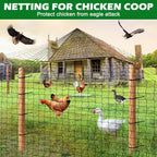 Chicken Netting Roof Hawk 100'x100' with 2" Mesh, Heavy Duty Bird Nettings for Garden with Birds Scare Tape, Nylon Bird Netting for Chicken Coop, Avian Nettings Deer Fence Fruit Tree Net