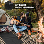 Patio Rug 5'x8' Waterproof Outside Area Rugs Reversible Brown Outdoor Plastic Straw Carpet for RV Deck Camping Entryance Porch Picnic Balcony Beach