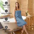 Microfiber Waffle Bath Towels, 4 Pieces, Soft, Absorbent, Fast Drying, Lint Free (Blue)