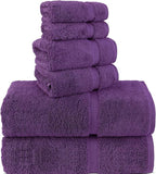 Chakir Turkish Linens 100% Cotton Premium Turkish Towels for Bathroom, 2 Large Bath Towels, 2 Hand Towels, 2 Washcloths (6-Piece Towel Set, Eggplant)