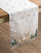 Maison d' Hermine Table Runner 100% Cotton Single Layer Table Runners 72 inches Long for Thanksgiving Christmas Decorations Home Kitchen Dining Party Wedding (Deer in The Woods, 14.5" x 72")