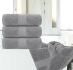 White Classic Luxury Bath Towels Set of 4 Large - 700 GSM Cotton Ultra Soft Bath Towels 27x54 | Highly Absorbent and Quick Dry | Hotel Towels for Bathroom Luxury, Plush Shower Towels, Light Grey