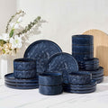 Herogo 24 Pieces Dinnerware Sets for 8, Plates and Bowls Sets for Home Serving, Stoneware Dinning Dishes, Dishwasher & Microwave Safe, Starry Blue