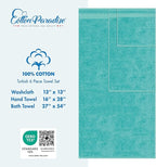Cotton Paradise 6 Piece Towel Set 100% Cotton Soft Absorbent Turkish Towels for Bathroom 2 Bath Towels 2 Hand Towels 2 Washcloths, Turquoise Towel Set