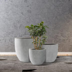 Kante 18",14",10" Dia Concrete Round Planters (Set of 3), Outdoor Indoor Large Planter Pots with Drainage Hole and Rubber Plug for Home Patio Garden, Natural Concrete