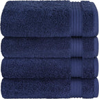 Cotton Paradise Hand Towels for Bathroom, 100% Cotton Turkish 4 Piece Hand Towel Set, Soft Absorbent Face Towels, Navy Blue Hand Towels