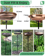 OUISJYER 10" Small Metal Bird Bath with Stake, Outdoor Birdbath for Garden