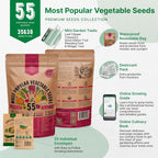 55 Vegetable Seeds Variety Pack - 35,600+ Non-GMO Heirloom Seeds for Planting Vegetables and Fruits in Individual Seed Packets, Home Garden Seeds for Hydroponic, Indoor and Outdoors Gardening
