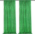 Green Sequin Backdrop Curtains 2 Panels 2FTx8FT Christmas Party Backdrop Glitter Birthday Bridal Wedding Curtains Sparkle Photo Backdrop