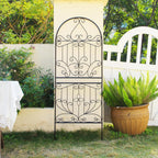SCENDOR Trellis for Climbing Plants 59" H x 22" W Metal Unique Design Decorative Garden Structure Weather-Resistant Lattice Outdoor Decor Flowers Roses Vine Ivy Clematis Black Coating 1 Pack