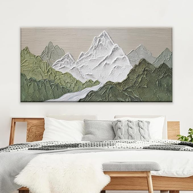 YISXINOAG Large Abstract Wall Art For Living Room Canvas Art Wall Decor Print Abstract Mountain Forest Landscapes Green Wall Art Painting Abstract Art Prints Home Wall Art 29×58 In