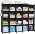 HOMIDEC 20-Cube Black Storage Organizer, Modular Shelf With Hammer, Storage Bin Cabinet Closet Bookshelf for Living Room, Bedroom, Office, Each Cube Size 11.8 x 11.8 Inch