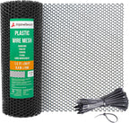 AlpineReach Plastic Wire Mesh 1.3ft x 50ft (15.7" x 600") Fence Roll with Zip Ties - Ideal for Poultry, Dogs, Rabbit Barrier & Gardening, Durable Chicken Mesh, Versatile Rigid Fencing & Netting, Black