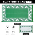 8x10 Patio Waterproof Outdoor Rug Outrside Camping Carpet RV Area Rug Reversible Green Rugs for Deck Entryance Porch Picnic Balcony Beach