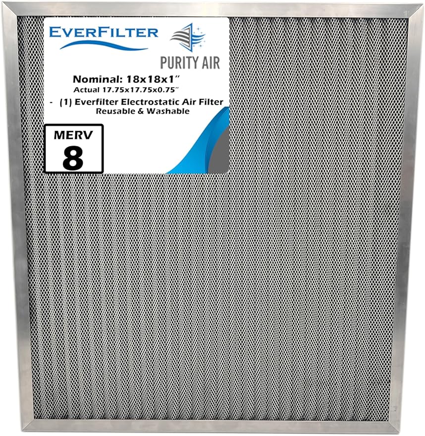 18x18x1 Electro-static Air Filter (1-Ct) AC Furnace Filter, Reusable & Washable 4-Stage Electrostatic Filter for Residential and Commerical HVAC (Actual Size: 17.75 x 17.75 x 0.75 Inches)