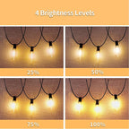 50ft LED String Lights with Remote, 25+1 Bulbs Dimmable String Lights for Outside, ST38 Patio Lights Outdoor Waterproof, Decorative Hanging Lights for Deck, Garden, Backyard
