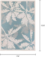 Couristan Monaco Indoor Outdoor Area Rug – Coastal Flora 7'6" x 10'9" in Ivory Turquoise – Flatwoven, Hose Washable, Pet Friendly Rug for Patio, Porch and Home Decor