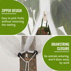 2 Pack Fruit Tree Netting Bags with Zipper and Drawstring, 4 x 5ft Ultra Fine Mesh Garden Netting Plant Cover, Bird Netting for Blueberry Bushes, Fruit Trees, Flowers (White, 4 x 5 ft)