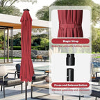 HealSmart 7.5ft Patio Umbrella with Push Button Tilt/Crank, Outdoor Table Market Yard Umbrella, 6 Sturdy Ribs for Garden, Deck, Backyard, Pool