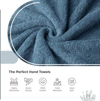 100% Cotton Hand Towel Set of 4, (16 x 28 inches) Sustainable, Soft, Highly Absorbent, Quick Drying, Combed Cotton Hand Towels Pack of 4 Ideal for Hotels, Spa, Bathroom, Dorm, Blue