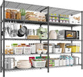 REIBII1450LBS Metal Shelving Unit Storage Shelves 5 Tier Wire Shelving 58.1''W Pantry Shelves Wire Shelf Adjustable Garage Shelving Heavy Duty Storage Rack for Pantry Kitchen Garage, Black