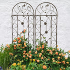 6 Pack Metal Garden Trellis 86.7" Tall Outdoor Climbing Plant Support for Roses, Flowers, Rustproof Durable Black Galvanized Tube, Lawn Garden Fence Decor Screen (6, Brown-86.7" H)
